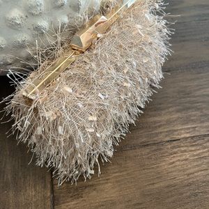 Blush pink/taupe clutch.  Very fun! Gold chain